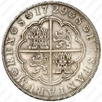 8 реалов 1729-1730, Отметка монетного двора "S" в легенде на реверсе [Испания] - Реверс