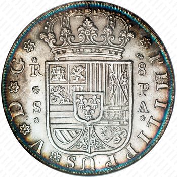 8 реалов 1731-1736, Отметка монетного двора "S" - Севилья [Испания] - Аверс