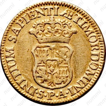 1 эскудо 1729-1739, Отметка монетного двора "S" - Севилья [Испания] - Реверс