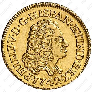 1 эскудо 1729-1742, Отметка монетного двора "M" - Мадрид [Испания] - Аверс
