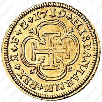 2 эскудо 1719-1725, Отметка монетного двора "M" - Мадрид [Испания] - Реверс