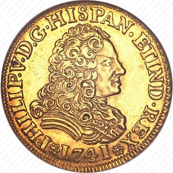 2 эскудо 1730-1742, Отметка монетного двора "S" - Севилья [Испания] - Аверс