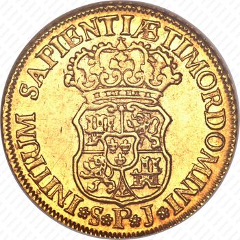 2 эскудо 1730-1742, Отметка монетного двора "S" - Севилья [Испания] - Реверс