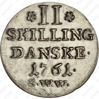 2 скиллинга 1750-1761 [Дания] - Реверс