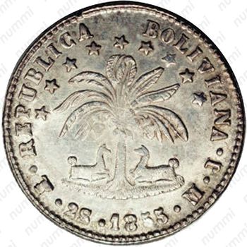 2 суэльдо 1853-1859 [Боливия] - Аверс