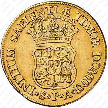 4 эскудо 1731-1733, Отметка монетного двора "S" - Севилья [Испания] - Реверс