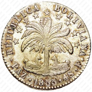 4 суэльдо 1853-1855 [Боливия] - Реверс