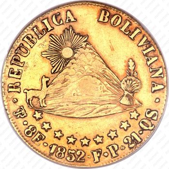 8 скудо 1852, Лицо обращено влево [Боливия] - Реверс