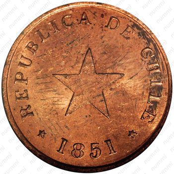 ½ сентаво 1851, Плоская звезда [Чили] - Аверс