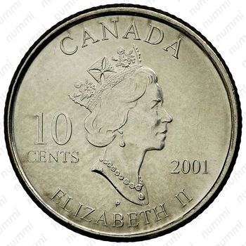 10 центов 2001, Международный год добровольцев [Канада] - Аверс