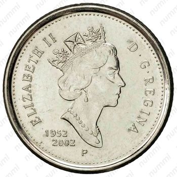 10 центов 2002, 50 лет правлению Королевы Елизаветы II [Канада] - Аверс