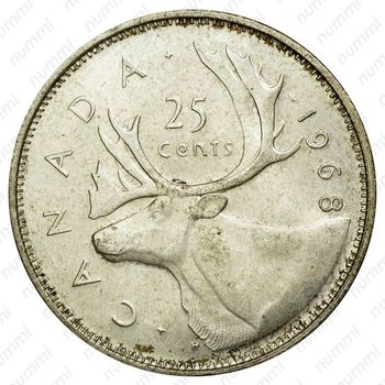 25 центов 1968, Серебро /не магнетик/ [Канада] - Реверс