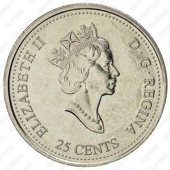 25 центов 1999, Миллениум - Февраль 1999, Запечатленные в камне [Канада] - Аверс