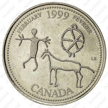 25 центов 1999, Миллениум - Февраль 1999, Запечатленные в камне [Канада] - Реверс
