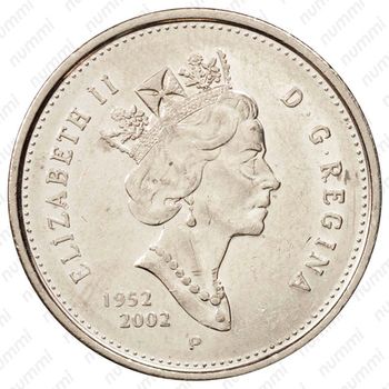 25 центов 2002, 50 лет правлению Королевы Елизаветы II [Канада] - Аверс
