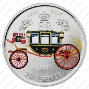 25 центов 2007, 60 лет свадьбе Королевы Елизаветы II [Канада] - Реверс