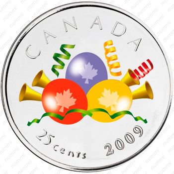25 центов 2009, Воздушные шары и ленты [Канада] - Реверс