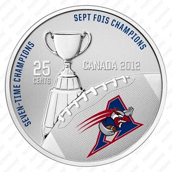 25 центов 2012, Сотый Кубок Грея - Montreal Alouettes [Канада] - Реверс