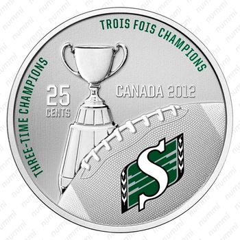 25 центов 2012, Сотый Кубок Грея - Saskatchewan Roughriders [Канада] - Реверс