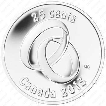 25 центов 2013, Свадьба /Два кольца/ [Канада] - Реверс