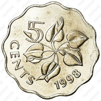 5 центов 1995-2010 [Свазиленд] - Реверс