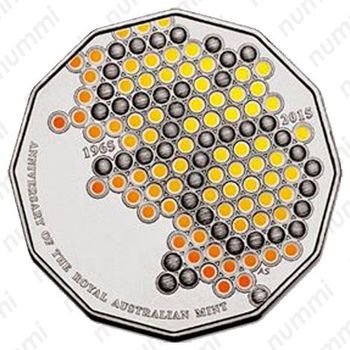 50 центов 2015, 50 лет Королевскому монетному двору Австралии, Цветное покрытие [Австралия] - Реверс