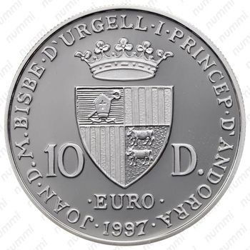 10 динеров 1997, 40 лет подписанию Римского соглашения [Андорра] - Аверс