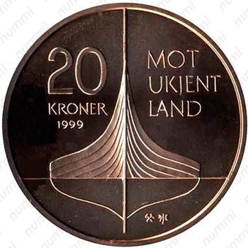20 крон 1999, Винланд - открытие викингами Северной Америки [Норвегия] - Реверс
