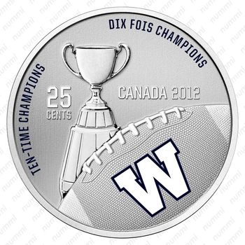 25 центов 2012, Сотый Кубок Грея - Winnipeg Blue Bombers [Канада] - Реверс