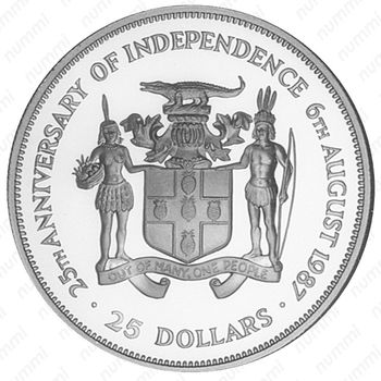 25 долларов 1987, 25 лет независимости [Ямайка] - Реверс
