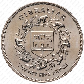 25 новых пенсов 1977, 25 лет правлению Королевы Елизаветы II [Гибралтар] - Реверс