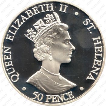 50 пенсов 2002, Королева-мать [Остров Святой Елены] - Аверс