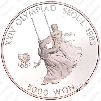 5000 вон 1987, XXIV летние Олимпийские Игры, Сеул 1988 - Качели [Корея] - Аверс