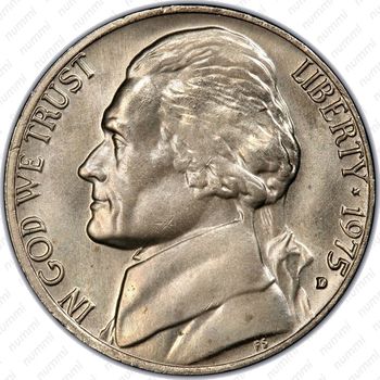5 центов 1975, Томас Джефферсон - Аверс