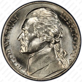 5 центов 1990, Томас Джефферсон - Аверс