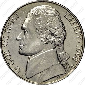 5 центов 1998, Томас Джефферсон - Аверс