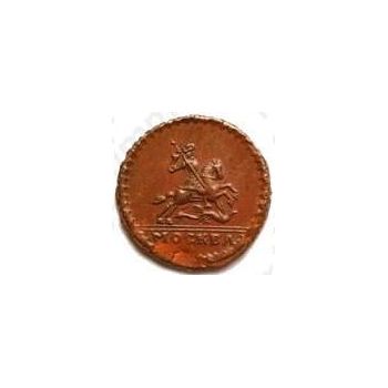 1 копейка 1728, Москва, обозначение монетного двора "МОСКВА" малыми буквами, голова лошади в анфас - Аверс