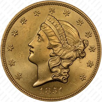 20 долларов 1851, голова Свободы