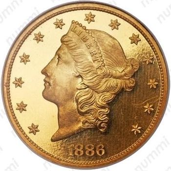 20 долларов 1886, голова Свободы
