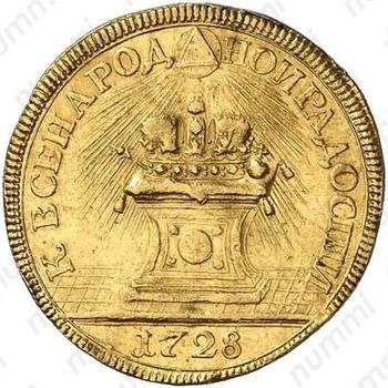 жетон 1728, в память коронации Императора Петра II, золото