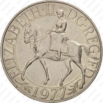 25 новых пенсов 1977, Елизавета II верхом на коне