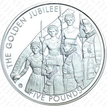 5 фунтов 2002, 50 лет вступления на престол королевы Елизаветы II (золотой юбилей)
