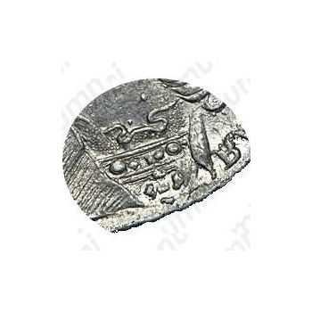 Серебряная монета 1 рубль 1731, с брошью на груди, цифры года расставлены, звезды разделяют надпись реверса