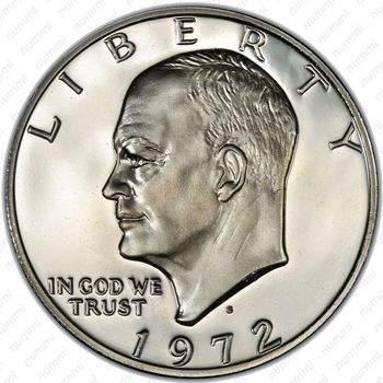 1 доллар 1972, доллар Эйзенхауэра, серебро - Аверс
