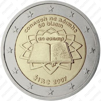 2 евро 2007, 50 лет Римскому договору (Ирландия) - Аверс
