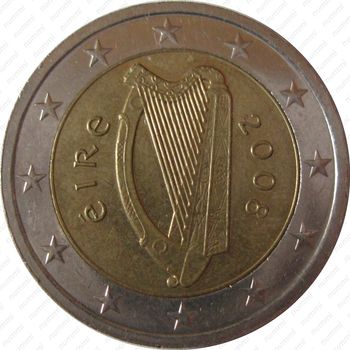 2 евро 2008, регулярный чекан Ирландии - Аверс
