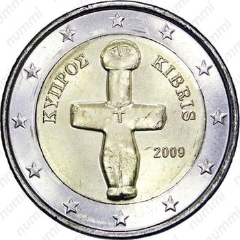 2 евро 2009, регулярный чекан Кипра - Аверс