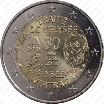 2 евро 2013, 50 years of the Elysée Treaty (50-летие Елисейского договора) - Аверс