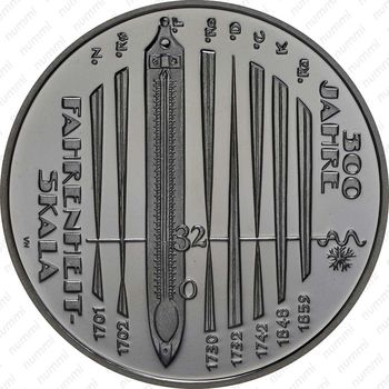 10 евро 2014, шкала Фаренгейта, серебро