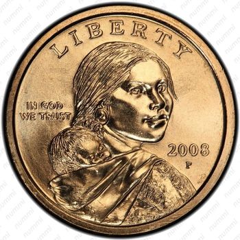 1 доллар 2008, Сакагавея - Аверс